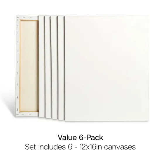 KINGART&reg; Stretched Canvas 12" x 16", 6-Pack {2}