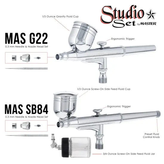 Master G65 Studio Airbrush Set with 6 Different Airbrush Models (3 Gravity Feed, 2 Siphon Feed, 1 Side Feed) {4}