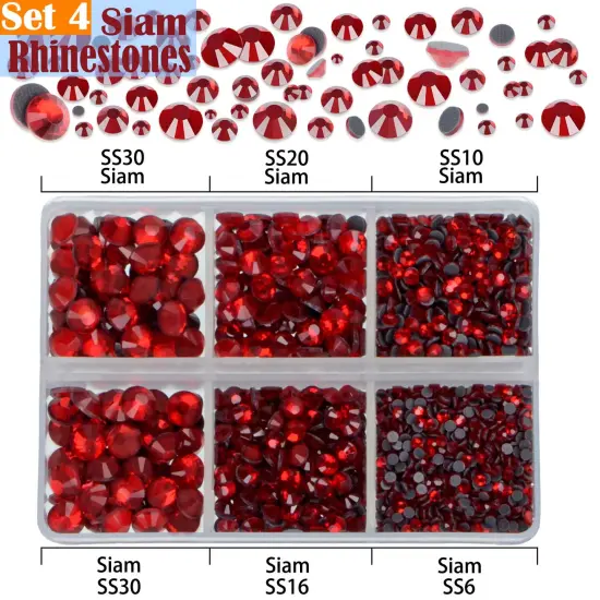 10000pcs Hotfix Rhinestones Flatback Glass Red Pink Fuchsia and Rose Rhinestone with Tweezers and Picking Pen for Crafts Clothes Nail Art {5}