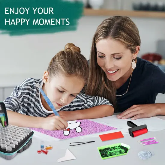 70 Slots Diamond Painting Storage Containers, 5d Diamond Art Accessories and Tools, Diamond Painting Accessories Kit DIY Art Craft Jewelry Beads Rhinestones Organizer Box(Green) {3}