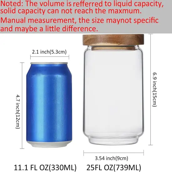 Glass Storage Containers Set of 4, 15 FL OZ High Borosilicate Glass Jars Kitchen Food Canisters with Acacia Wood Lids for Coffee Beans/Sugar/Tea/Nuts {2}