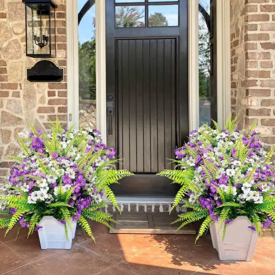 14 PCS Artificial Summer Potted Flowers for Outdoor Fake Flowers -Fake Plastic Flowers {3}