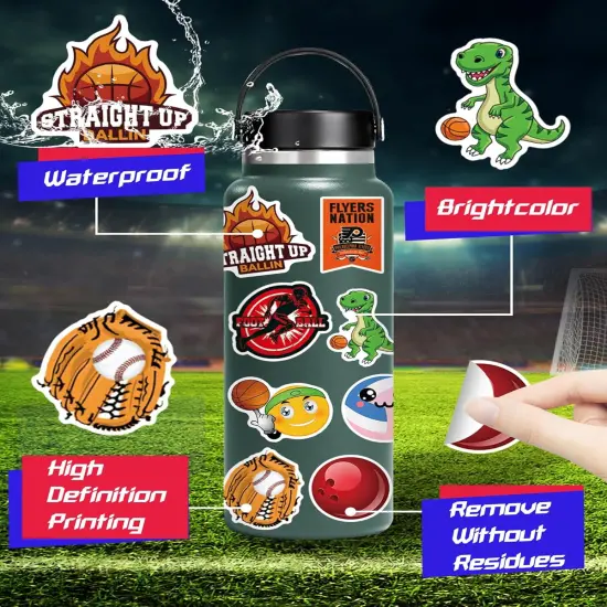 300 Pcs Sports Stickers for kids, Sport Stickers for Water Bottles, Waterproof Water Bottle Stickers for Boys, Vinyl Laptop Stickers Packs, Kids Boys Classroom Prizes for Elementary Students {3}