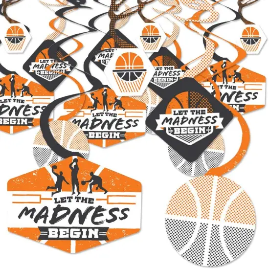 Basketball - Let The Madness Begin - College Basketball Party Hanging Decor - Party Decoration Swirls - Set of 40 {1}