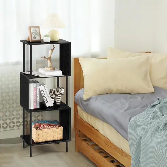 4-Tier S-Shaped Industrial Bookshelf &ndash; Rustic Freestanding Metal Frame & MDF Bookcase for Small Spaces, Living Room, Bedroom, Home Office &ndash; Easy Assembly, Anti-Tip Safety {6}