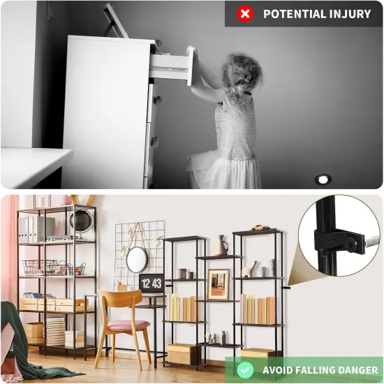 4-Tier Industrial Bookshelf with 11 Open Shelves &ndash; Heavy Duty 980 lbs Capacity, Anti-Tip Design & Adjustable Feet for Living Room, Bedroom, Office, Grey Storage Cabinet {6}