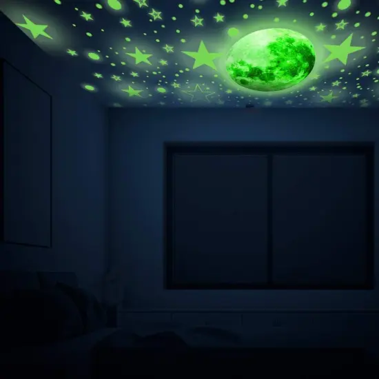 1086Pcs Glow in The Dark Stars, Glow in The Dark Moon for Ceiling Planets Space Wall Stickers Solar System Galaxy Wall Decals for Kids Boys Bedroom Living Room Decoration (Green) {4}