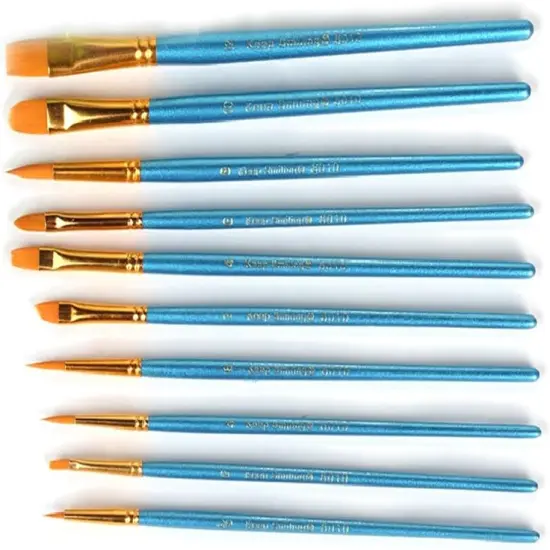 2 Sets of 10 Pieces Synthetic Hair Paint Brushes, Blue, for Acrylic, Oil and Watercolor Painting {4}