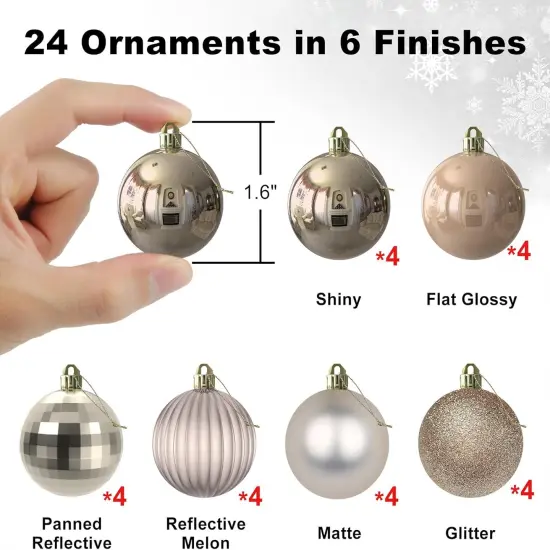 Champagne Gold 1.6" Small Christmas Balls {5}
