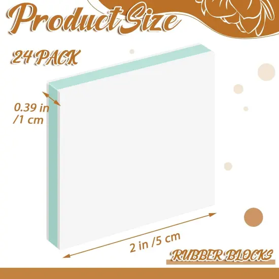 24 Pcs 2" X 2" Rubber Carving Blocks Linoleum Blocks for Printmaking, Stamp Making, DIY Crafting, Scrapbook, Painting, Soft and Easy to Carve (White Green) {2}