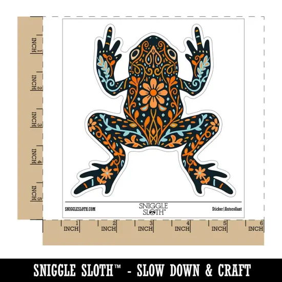 Water Bottle Sticker Set Floral Flower Frog Toad Fern Leaves Vines Cute Waterproof Vinyl Stickers Pack Decal, Skateboard, Laptop, Car, Window, Bumper - 5 Pack {1}