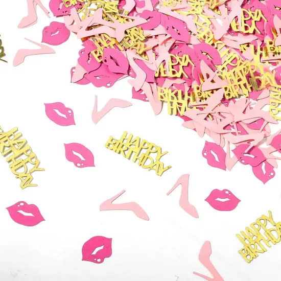 Girl Happy birthday confetti high heels and lips confetti for woman birthday party table decorations {3}