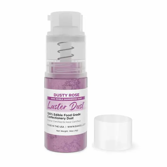 Bakell - Dusty Rose Luster Dust (4g, 1x Pump) Edible Vegan Dust & Paint for Baking, Desserts and Beverages {4}