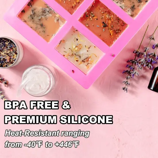 4 Pack Silicone Soap Molds, 6 Cavities Rectangle Silicone Soap Mold, Great for Homemade Craft Soap Bar Mold, DIY {2}