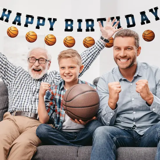 Basketball Happy Birthday Banner Sign, Basketball Birthday Bunting Banner Flag Garland for Kids Boys Baby Basketball Birthday Party Carnival Party Decorations Supplies {4}