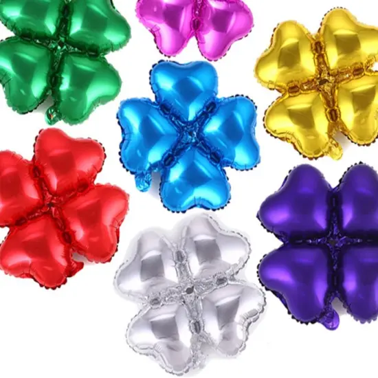 50Pcs Clover Decorations Foil Mylar Latex Aluminum Film Helium Balloons Props Green Hanging Balloon(Silver) {5}