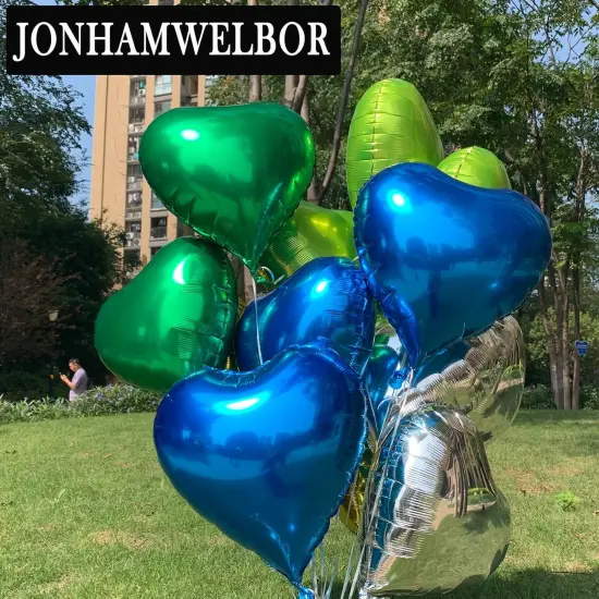 20Pcs 18 inch Green Foil Mylar Heart Shape Balloons Decorations Valentines Birthday Wedding Baby Shower Party (Emerald Green) {4}