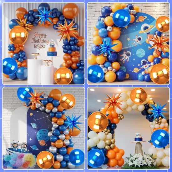 22 inch Blue and Orange Star Balloons and 4D Large Foil Balloons(Blue Orange) {6}