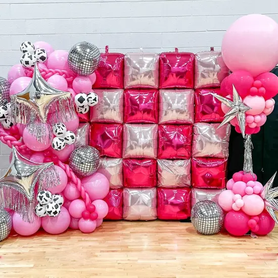 Hot Pink Square Foil Balloon Wall(pink) {4}