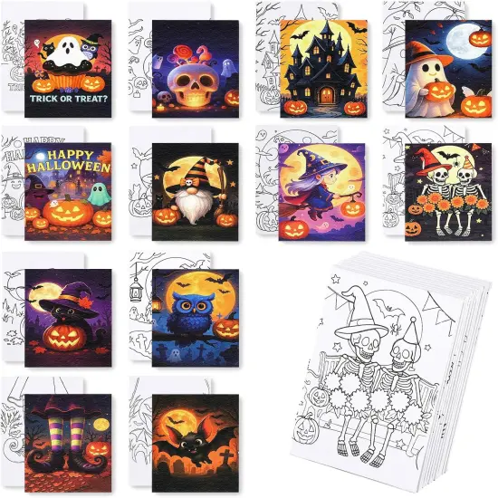 12 Packs Halloween Pre Drawn Canvas to Paint(halloween) {1}