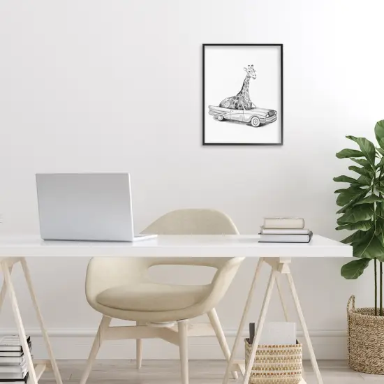Stupell Industries Giraffe in Vintage Vehicle Framed Giclee, design by Rachel Nieman {8}