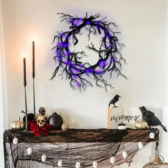 Halloween Black Branch Wreath Signs {4}