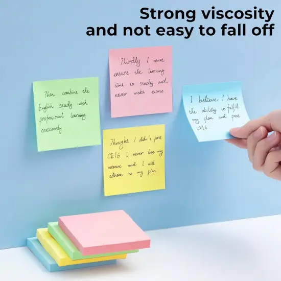 Sticky Notes, Self-Stick 4 Pads 4 Bright Colors Sticky Note, Easy to Post for Home, Office, Notebook, 100 Sheets/pad, Total 400 Sheets {4}