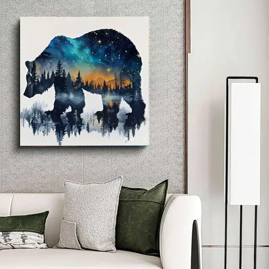 5D Diamond Painting Kit for Adults, Animal Bear Forest Scene, DIY Full Drill Diamond Art, 12x12 Inch {2}