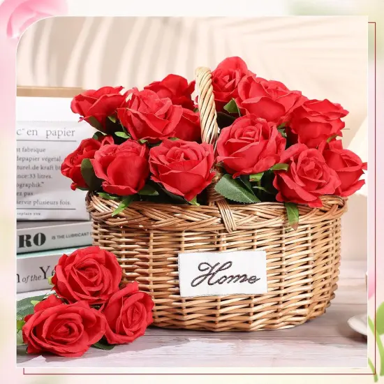 200 Pcs Artificial Roses Realistic Flower Bouquets (Red) {4}
