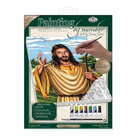 PCS10 | Painting by numbers&trade; 10pc 9" x 12" The Good Shepherd Canvas Painting Project {1}