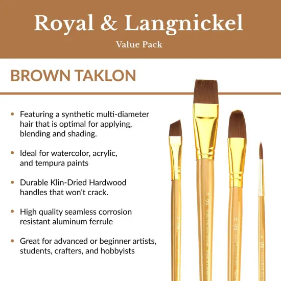 RSET-9303 | 12pc Brown Taklon Long Handle Variety Brush Set {4}