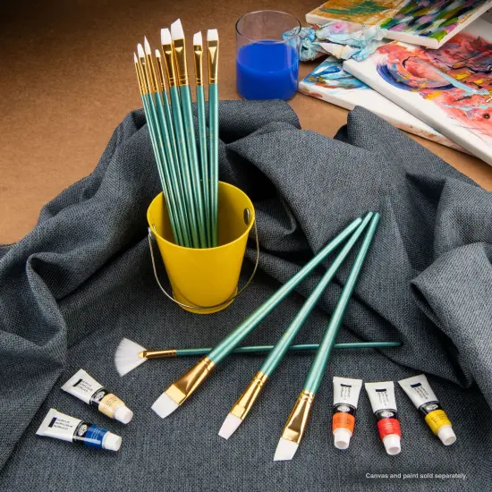 RSET-9316 | 12pc White Taklon Long Handle Variety Brush Set {3}