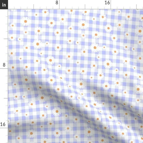 Various Fabrics by the Yard or Fat Quarter Daisies On Purple Spring Picnic Summer Sweet Cute Lilac Checker Daisy Gingham Custom Printed Fabric by Spoonflower {2}
