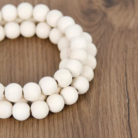 58in Wood Bead Garland with Tassels,Farmhouse Beads Rustic Country Decor Prayer Boho Beads Wall Hanging Decoration (Nature) {2}