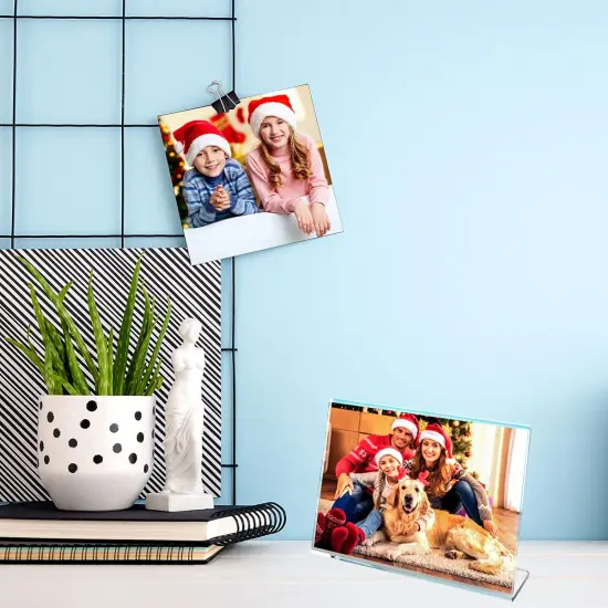 Slanted Back Acrylic Sign Holder 6 x 4 Inches, Clear Plastic Sign Holder Paper Display Table Stand for Office, Store, Restaurant -Horizontal (6 Pack) {4}