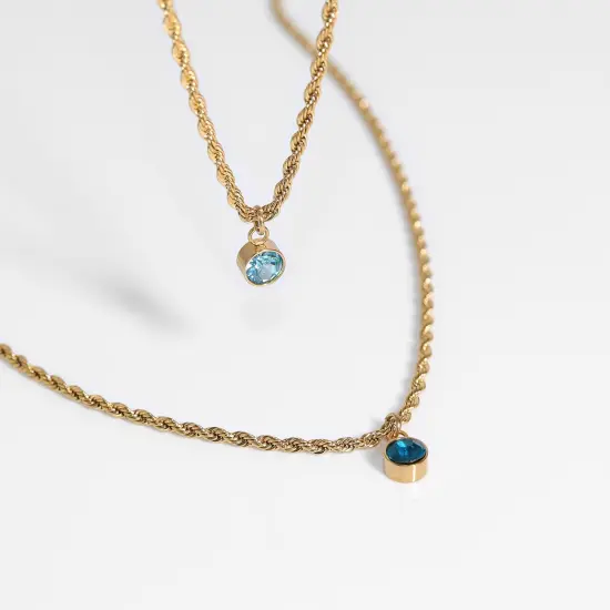 18K Gold PVD Stainless Steel Cubic Zirconia Birthstone Charm February/amethyst {5}