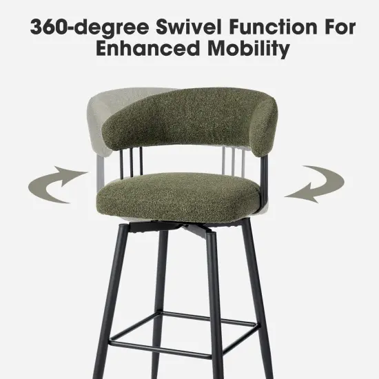Set of 2/4 Modern Fabric Swivel Bar Stool with Tapered Black Metal Legs {9}
