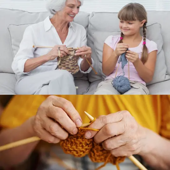 Bamboo Knitting Needle Set with Case 36pcs Straight Single Pointed Kniting Needles 13.5inch Length Sweater Needles for DIY Knitting Projects(2mm-10mm) Knitting Set with Accessories {3}