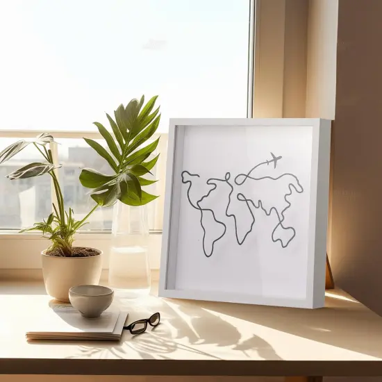 Travel Adventure Archive Shadow Box For Memories,8&12Inch Concert Travel Ticket Stub Memory Top Loading Shadow Keepsake Box With Slot On Top,life In a Shadow Box Travel Gift Frame (White, 8x8) {2}