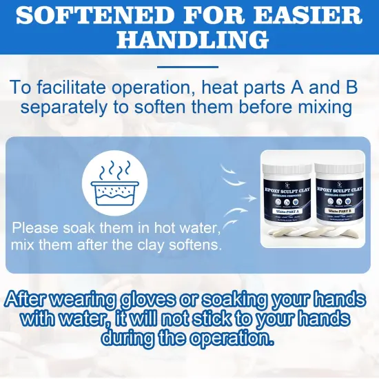 Epoxy Putty Sculpt Clay, 2 Part A & B for Sculpting, Modeling, Building, and Repairing, 1 Pound, White {4}