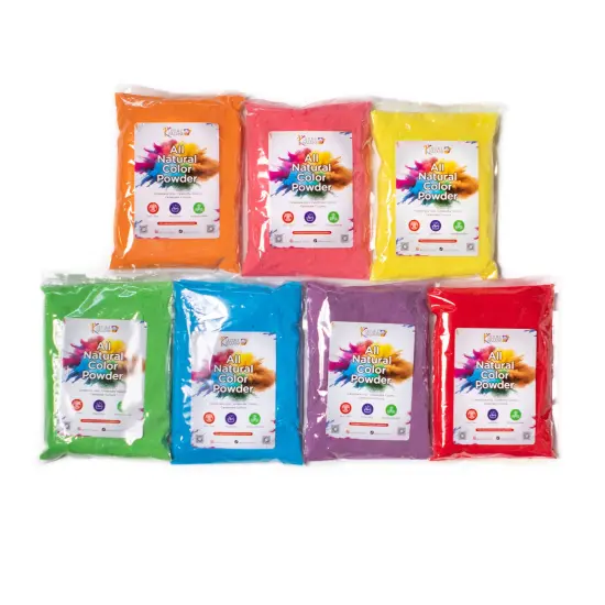 Kulture Khazana: Holi Color Powder - 100gm Bags, 7 Pk - All Natural, Washable, Biodegradable, Non-Toxic, Festival of Colors, Fun Run, Parties, Outdoor {7}