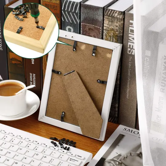 100 Pieces Metal Picture Frame Turn Buttons Fasteners with Screws, Turn Buttons for Picture Frames, Hardware Backing Clips for Hanging Photos Drawings Posters {5}