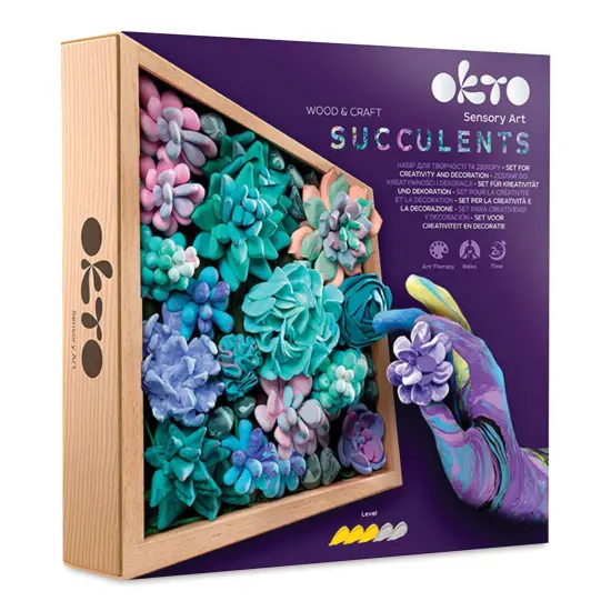 Okto Sensory Art DIY Wood & Craft Clay Kit - Succulents, Tenderness Colors {1}
