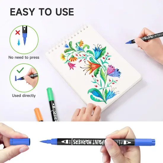 32 Colors Paint Markers, Dual Tip Acrylic Paint Pens for Wood, Canvas, Glass, Ceramic, Fabric,Rock Painting, DIY Crafts Making Art Supplies (Fine Tip and Brush Tip) {4}