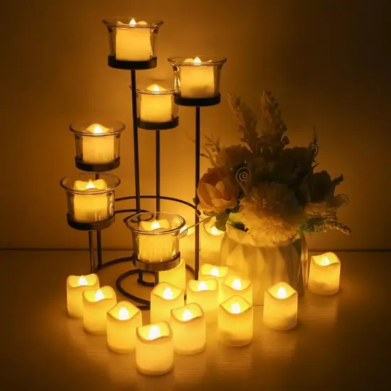 Flameless LED Tea Lights Set, Battery Operated Votive Candles Decor {5}