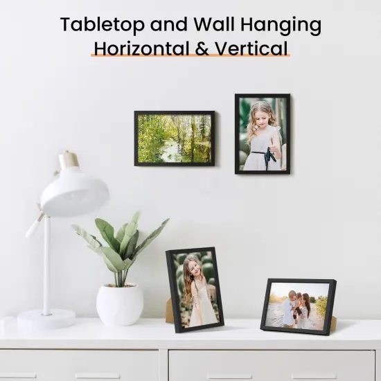 4x6 Picture Frame Set of 3, Made of High Definition Glass for 4 x 6, Wall and Tabletop Display Thin Border Photo Frames for Home D&eacute;cor, Black {4}