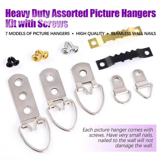415Pcs Picture Hangers Kit with Screws, Heavy Duty Assorted Picture Hangers Assortment Kit for Picture Hanging Solutions with Transparent Box - 7 Models {4}