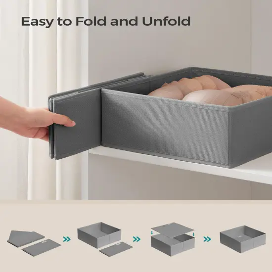 SONGMICS Drawer Organizer, Dresser Drawer Organizers, Set of 12, Foldable Fabric Storage Bins for Socks, Underwear, Bras, Ties, Scarves, Dove Gray URDZ006G02 {2}