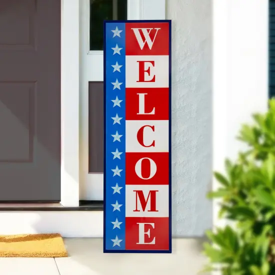 Northlight Americana "Welcome" Metal Porch Board Sign Decoration - 40" Red {1}