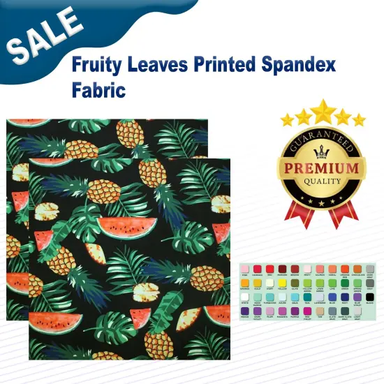 Fruity Leaves Printed Spandex Fabric {1}